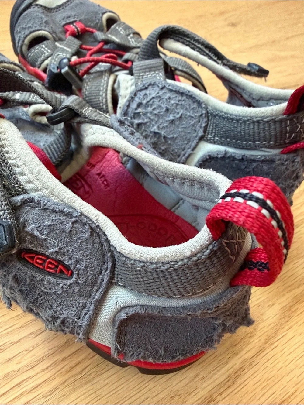 Keen Kids Gray and Red Water Shoes